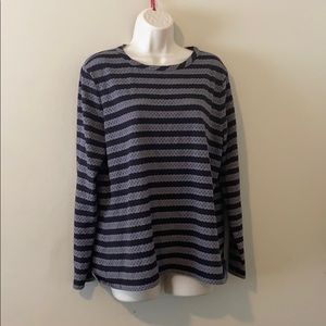 Anne Klein gray & black striped long sleeve top M